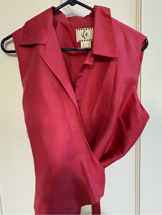 Ice Tops - Ice Sleeveless Wrap Blouse in Rich Raspberry